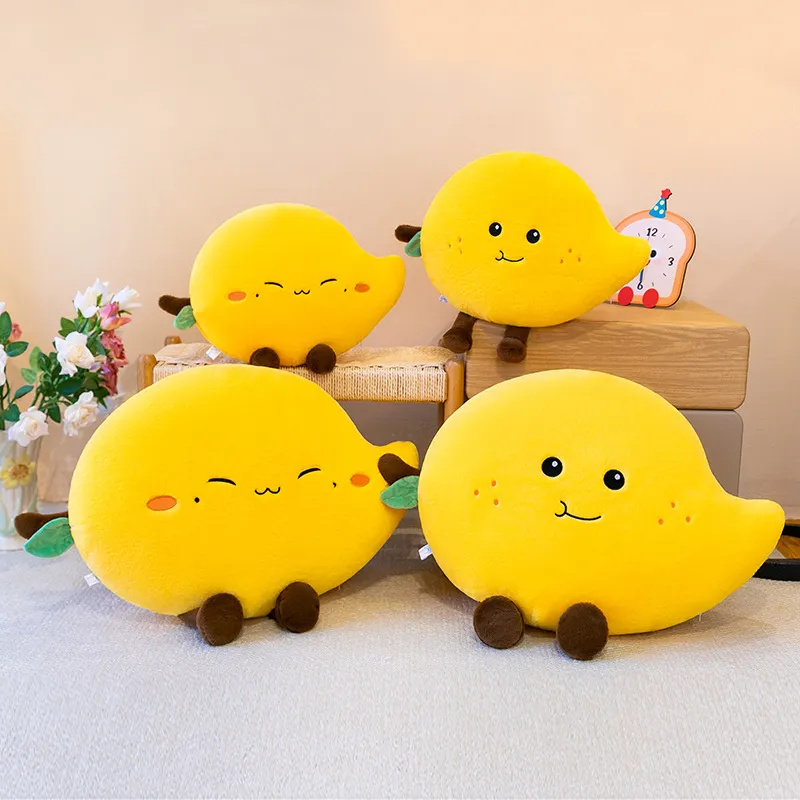 Funny Emoji Mango Plush Toy – Soft Squishy Stress Relief Stuffed Animal, Sleep Companion Cuddle Doll & Claw Machine Prize for Kids